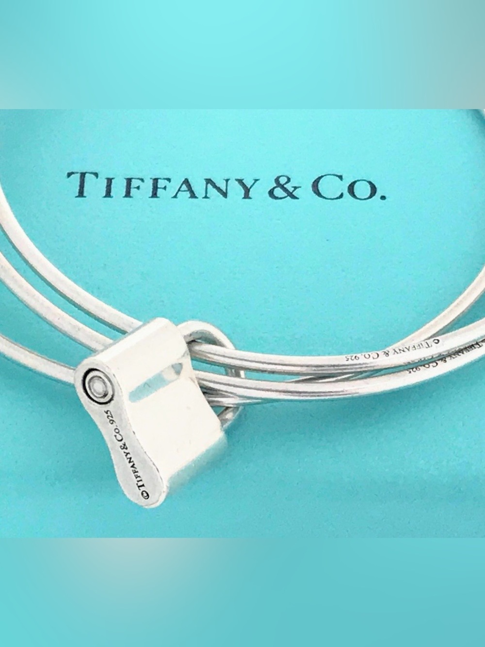 Rare Tiffany & Co 1837 Padlock Triple Wire Bangle Bracelet Sterling Silver 7.5” - Picture 6 of 9